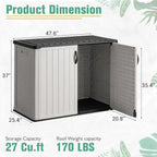 Greesum Outdoor Horizontal Storage Shed 27 Cu.ft Resin Large Storage Box for Garden Patio
