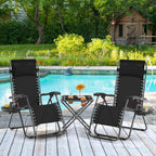 3PCS Zero Gravity Recliner Portable Outdoor Reclining Chair Set Side Table Lounge Chairs