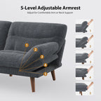 Convertible Futon Sofa Bed, 66 Inch Corduroy Futon Sofa Recliner Sofa Bed for Small Spaces, Playrooms or Offices