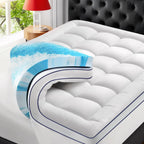 Premium Dual Layer 4 Inch Memory Foam Mattress Topper, 2 Inch Gel Memory Foam and 2 Inch Pillow Top Mattress Pad Cover for Back Pain, Extra Thick Comfort Support