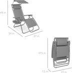 Best Choice Products Folding Zero Gravity Outdoor Recliner Patio Lounge Chair w/Adjustable Canopy Shade, Headrest, Side Accessory Tray, Textilene Mesh - Peacock Blue