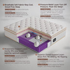 14 Inch Queen Hybrid Mattress, Cooling Gel Memory Foam & Zoned Pocket Coils, Pressure Relief, Motion Isolation, Breathable Bed in a Box, CertiPUR-US Certified