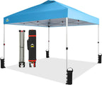 10x10 Pop-Up Awning One-Click Installation Beach Tent Outdoor Sunshade Silver Coated Top