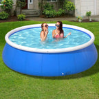 144 Blue Butterfly Inflatable Swimming Pool - Large Outdoor Coil Mesh Pool (144L X 144W X 30H)