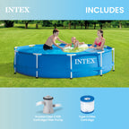INTEX Metal Frame 10' x 30 Outdoor Swimming Pool with Filter Pump & Cover
