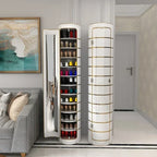 Large-capacity multi-layer rotating disinfection shoe cabinet with mirror deodorizer