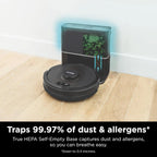 Voice Control Robot Vacuum with Matrix Clean Navigation, Home Mapping, 60-Day Capacity, XL Self-Empty Base for Homes with Pets, Carpet & Hard Floors, Cool Grey