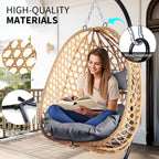 Egg Chair with Stand Patio Wicker Hanging Chair Hammock Swing Chair 350LBS Capacity for Bedroom