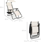 Best Choice Products Folding Zero Gravity Outdoor Recliner Patio Lounge Chair w/Adjustable Canopy Shade, Headrest, Side Accessory Tray, Textilene Mesh - Peacock Blue