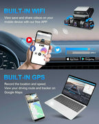 PRUVEEO 360-degree view car dash cam built-in GPS WiFi recording parking mode monitor