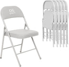 6 Pack Black Folding Chairs with Leather Chairs Events Office Wedding Party Upholstered Chairs