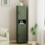 Homhedy 67 H Tall Bathroom Storage Cabinet with 2 Barn Doors and 1 Drawer Narrow Storage Unit