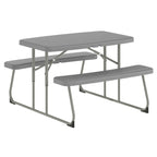 BizChair Easy-Fold Gray Folding Plastic Kids Outdoor Picnic Table and Benches - Commercial Grade - Seating for 4 Kids