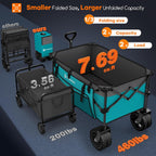 38 long foldable four-wheel stroller 460 lb capacity 220 liter folding beach stroller