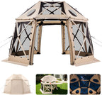 VEVOR 12 * 12ft 6 Sided Pop-up Canopy Shelter Tent with Mesh Windows, Portable Carry Bag