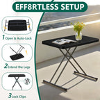 WASUHE 30 Small Folding Table, Height Adjustment Tv Tray Table, Practical Portable Tv Dinner Table for Eating, Sofa, Indoor/Outdoor, White
