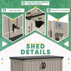 Devoko Outdoor Storage Cabinet 26 Cu Ft with Lockable Doors, Horizontal Storage Shed Waterproof Patio Tools Storage Box
