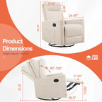 Sweetcrispy Massage Recliner Chair for Adults, Adjustable Home Theater Seating with Lumbar Support for Living Room, Modern Fabric Reclining, Light Grey