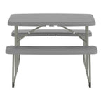 BizChair Easy-Fold Gray Folding Plastic Kids Outdoor Picnic Table and Benches - Commercial Grade - Seating for 4 Kids