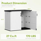 Devoko Outdoor Storage Cabinet 26 Cu Ft with Lockable Doors, Horizontal Storage Shed Waterproof Patio Tools Storage Box