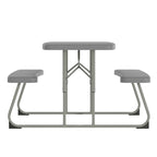 BizChair Easy-Fold Gray Folding Plastic Kids Outdoor Picnic Table and Benches - Commercial Grade - Seating for 4 Kids