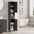 Homhedy 67 H Tall Bathroom Storage Cabinet with 2 Barn Doors and 1 Drawer Narrow Storage Unit