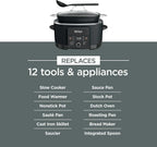 Ninja Slow Cooker 8.5 Quart Multi Cooker with Dutch oven steamer glass lid with integrated spoon