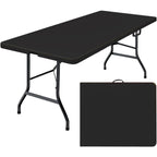 Leumius 6 Foot Folding Table,Fold-in-Half Plastic Table,Indoor Outdoor Picnic Party Dining Camp Tables,White