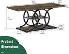 GiftGo Rustic Style Coffee Table Storage Industrial Style Three Tier Centerpiece Living Room Table