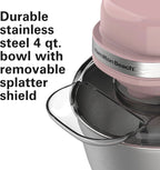 Hamilton Beach Electric Stand Mixer, 4 Quarts, Dough Hook, Flat Beater Attachments, Splash Guard 7 Speeds with Whisk, Black