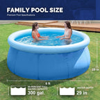 Honeydrill 12 ft x 36 in Above Ground Inflatable Pools, Top Ring Easy-Set Round Pool, Blue