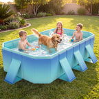 Costway Non-Inflatable Folding Kiddie Outdoor Swimming Pool,Portable Around Ground Pool Gradient + Green