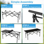 BN-LINK Folding Table Camping Table for Outdoor Barbecue Picnic Table Outdoor Table Garden Table,Lightweight with Carry Bag,47.2 L x 20.5 W x 22 H, Black