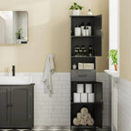 Homhedy 67 H Tall Bathroom Storage Cabinet with 2 Barn Doors and 1 Drawer Narrow Storage Unit