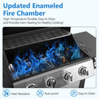 SEGMART 3 Burner BBQ Propane Gas Grill, Stainless Steel 30,000 BTU Patio Garden Barbecue Grill with Side Tables, Cleaning Brush & Thermometer, Perfect for Camping, Outdoor Cooking