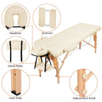 Yaheetech Massage Table Portable Lash Beds Spa Bed Massage Couch Foldable Spa Tables Adjustable 2 Fold with Non-Woven Bag 24 inch, Black
