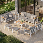 Aluminum Outdoor Patio Furniture Set with Coffee Table, 5 Piece Patio Conversation Sets, Outdoor Sectional Furniture for Porch, Balcony, Yard, Gray