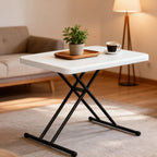 WASUHE 30 Small Folding Table, Height Adjustment Tv Tray Table, Practical Portable Tv Dinner Table for Eating, Sofa, Indoor/Outdoor, White