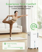 1500 Sq.ft Dehumidifier for Basement 21 Pint Dehumidifiers for Home Large Room with Drain Hose