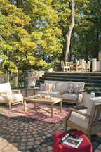 Coastal view outdoor terrace eucalyptus sofa