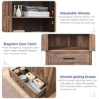 JXQTLINGMU Farmhouse Kitchen Pantry 72 Tall Wood Kitchen Storage Cabinet Adjustable Shelves