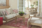 Coastal view outdoor terrace eucalyptus sofa