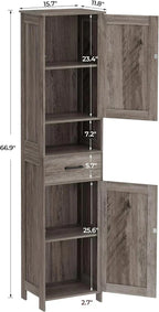 Homhedy 67 H Tall Bathroom Storage Cabinet with 2 Barn Doors and 1 Drawer Narrow Storage Unit
