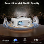 [5000+ Official-Apps & 3200 ANSI & 50W Dolby Audio] Outdoor-Projector-4k with WiFi