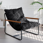 MAXYOYO Modern Accent Chair Comfy Living Room Chair with Metal Frame Wooden Armrest