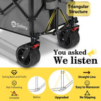 Sekey 48 Inch Long Foldable Extended Travel Cart, 440 Lbs Load Capacity, Heavy Duty 300 Liter Folding Multi-Purpose Garden Cart