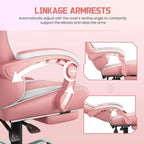 Gaming Chair with Massage Lumbar Support and Footrest Height Office Gaming Chair