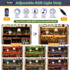 Wine Bar Cabinet with LED Light, Liquor Cabinet with Glass Holder, Coffee Bar for Liquor, Storage Buffet with Wine Racks, Wine Cabinet
