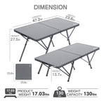 PORTAL Lightweight Folding Camping Table, Aluminum Roll Up Folding Square Table with Carry Bag for Picnic, Backyards, BBQ