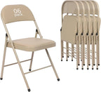 6 Pack Black Folding Chairs with Leather Chairs Events Office Wedding Party Upholstered Chairs